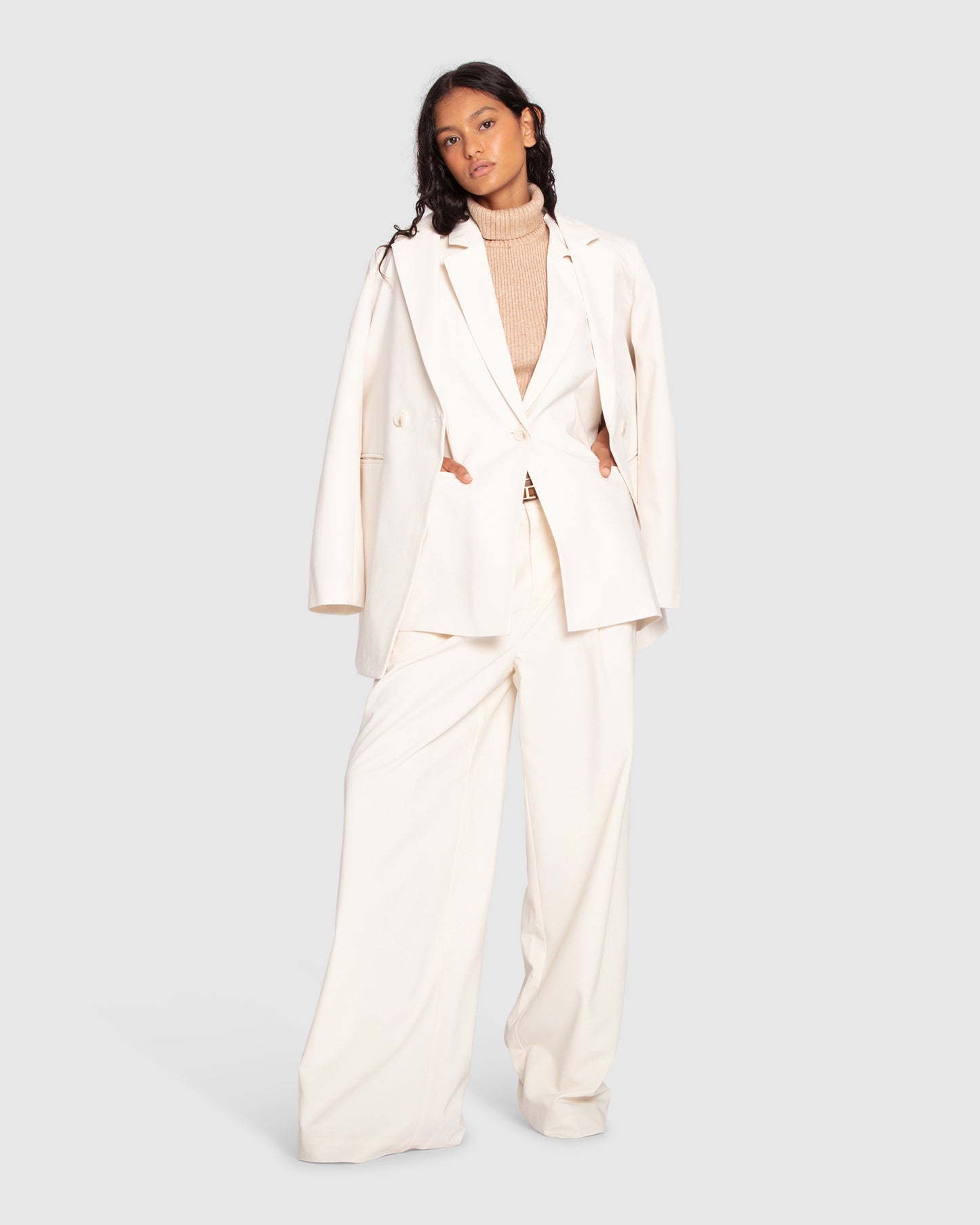 Ready for Your Love Wool Wide Leg Pant - Cream