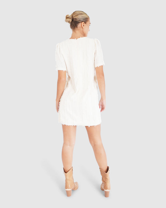 Star Child Textured Mini Dress - Off-White