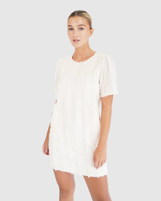 Star Child Textured Mini Dress - Off-White