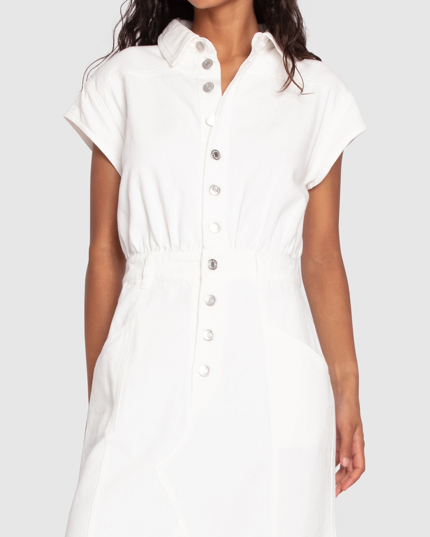 Sundown Denim Midi Shirt Dress - Off-White