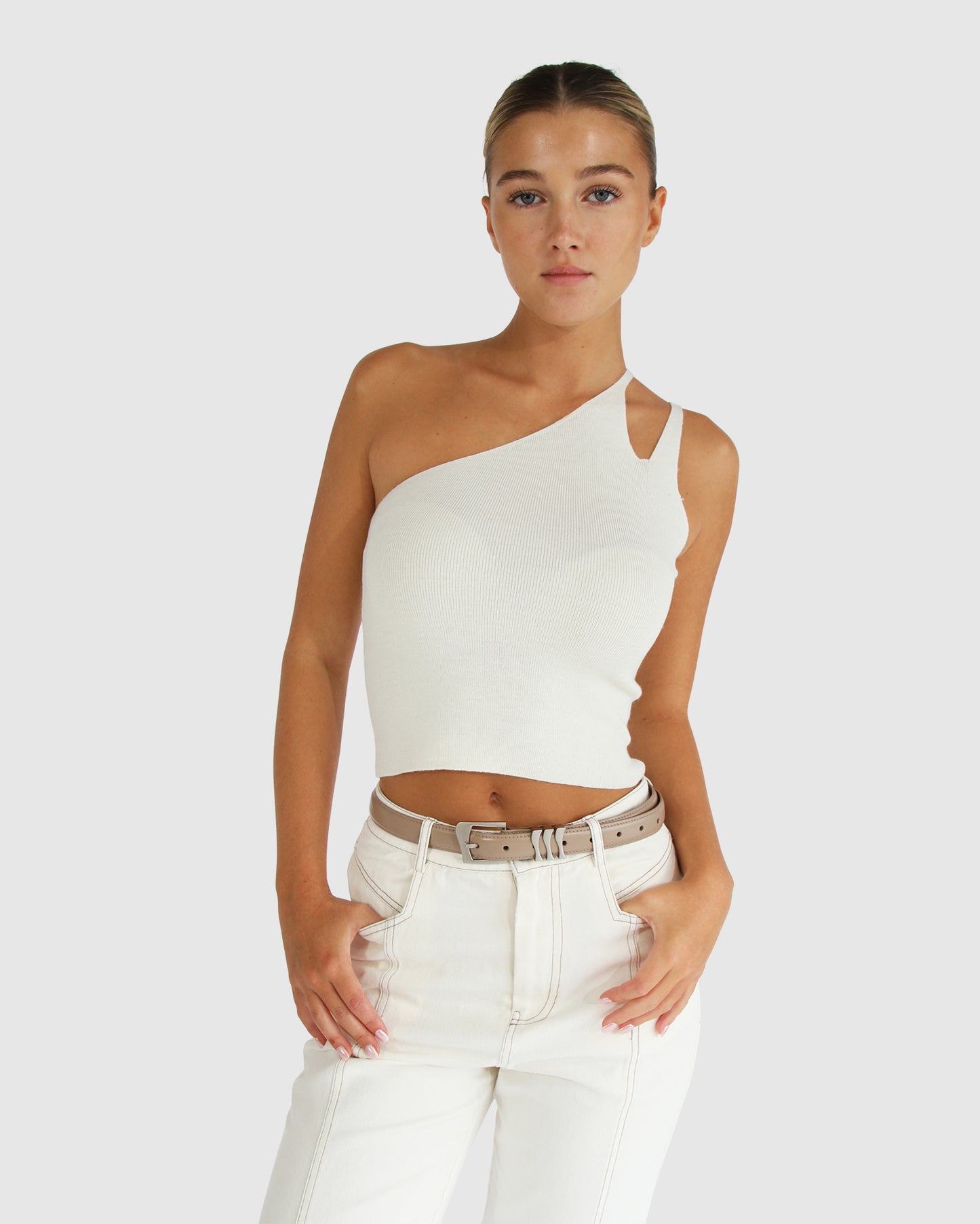 Symphony Double Strap Knit Crop - Cream