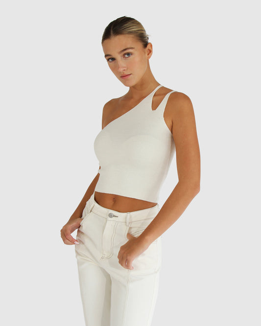 Symphony Double Strap Knit Crop - Cream