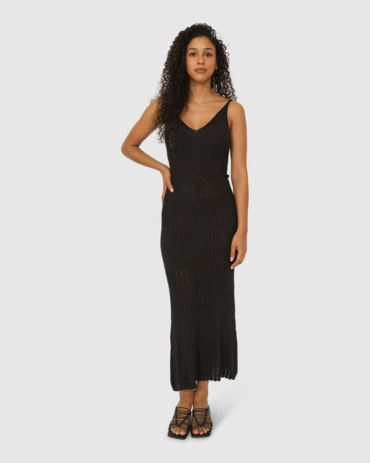 Sweet Nothings Midi Knitted Dress - Black