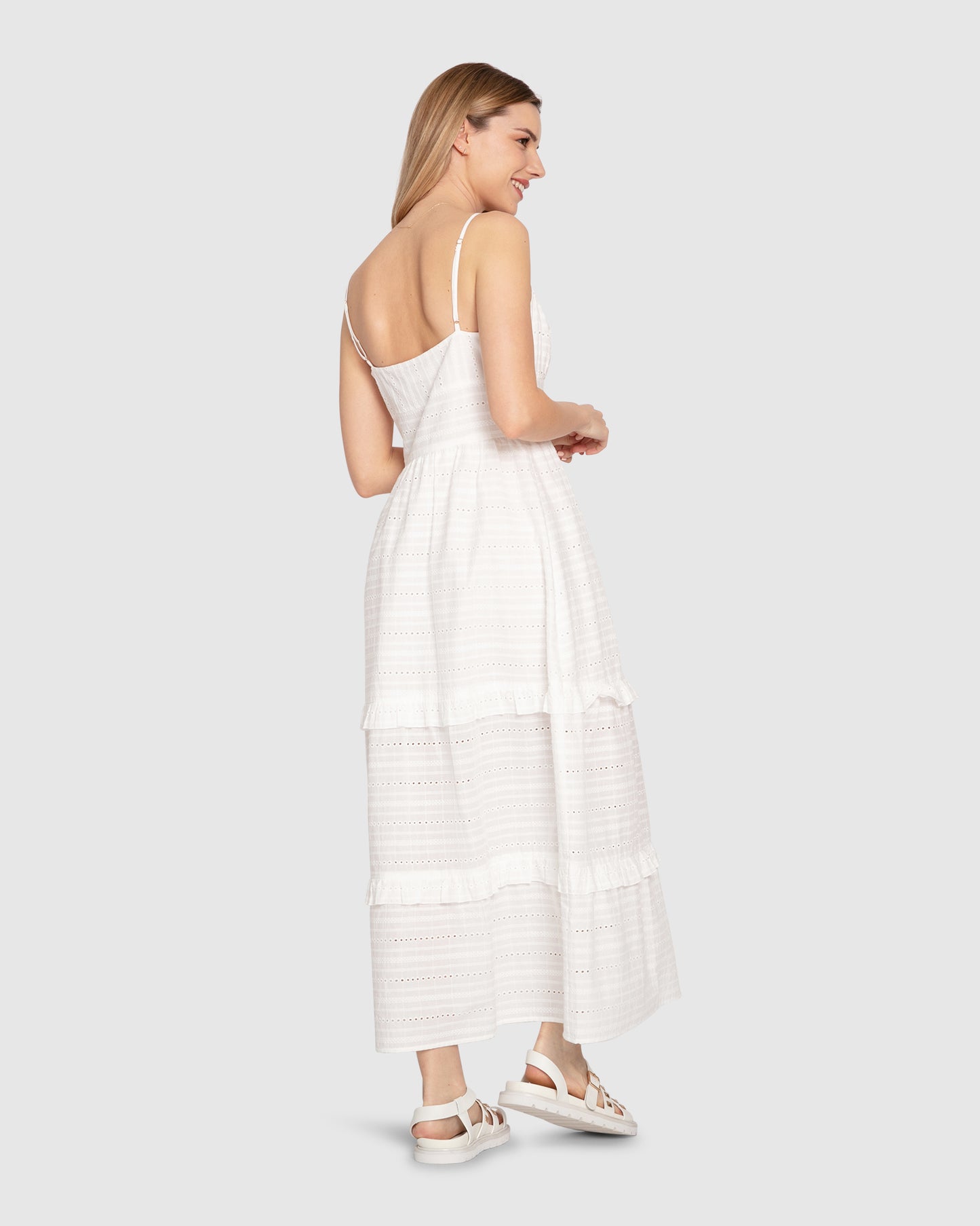 Superstition Tiered Maxi Dress - White