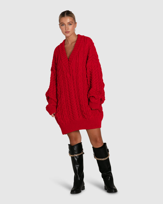 Still The One Chunky Oversize Knit - Red