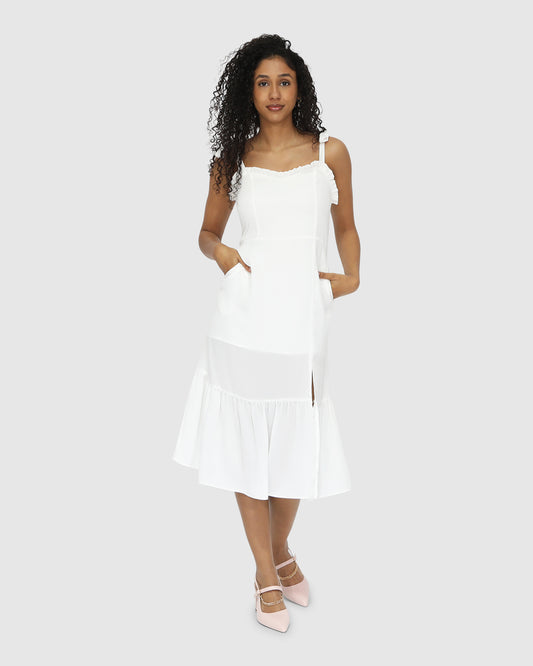 Summer Storm Midi Dress - White