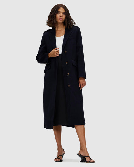 Tainted Love Longline Coat - Navy