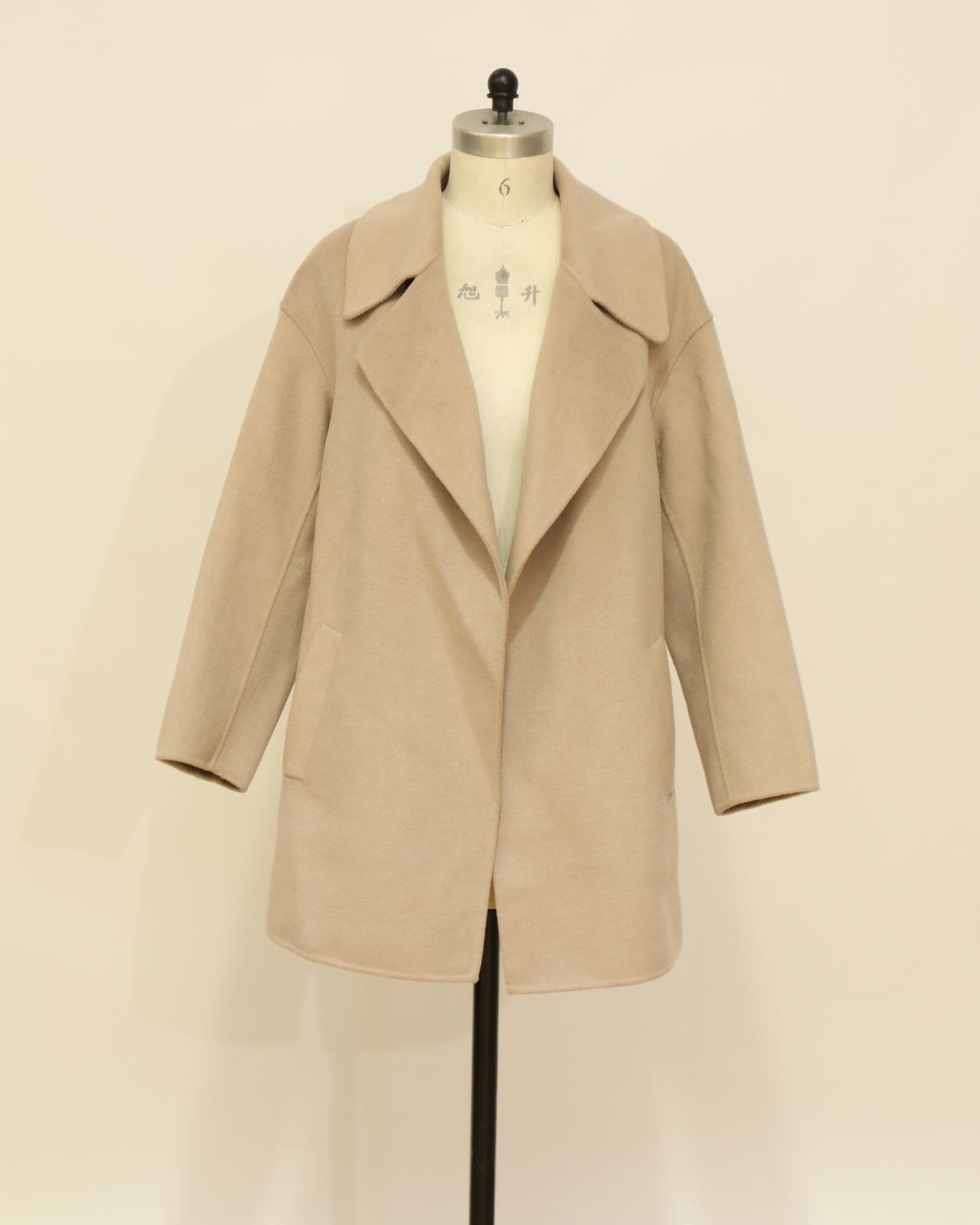 Longline Collared Wool Coat - Blush