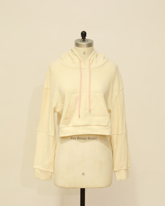 Hoodie with Pink Ties - Cream