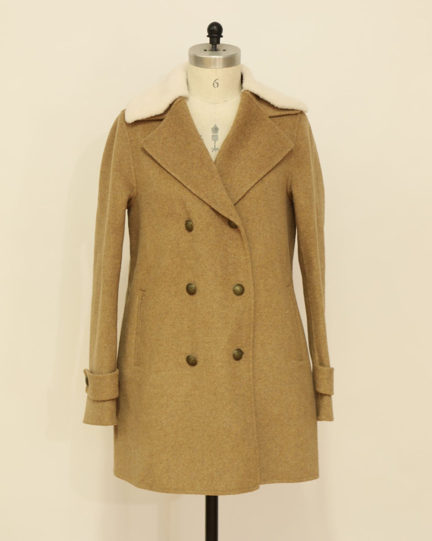 Liberty Sherpa Collar Wool Blend Coat - Camel