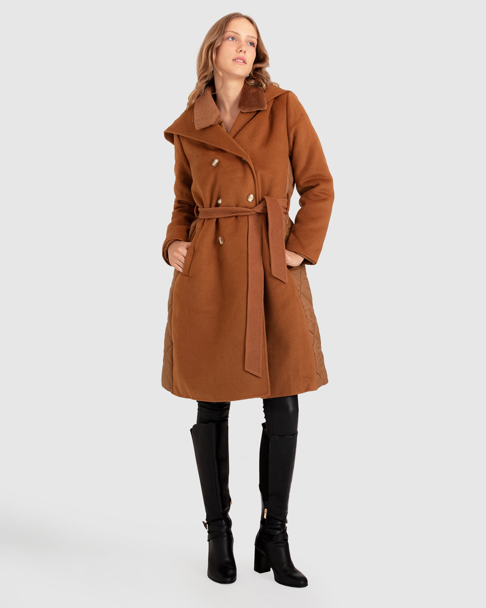 Walk Me Home Convertible Coat Camel Belle Bloom