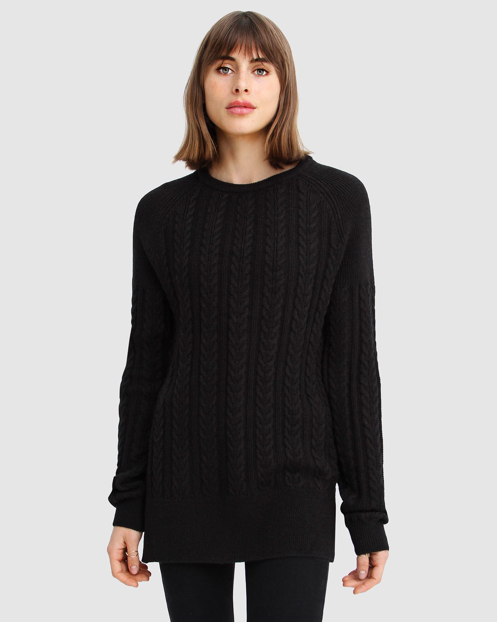 Cable knit jumper black best sale