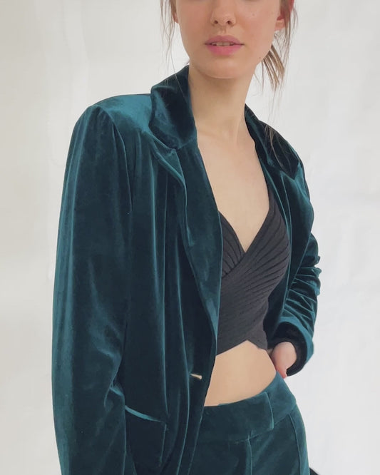 Eternity Velvet Blazer - Dark Teal