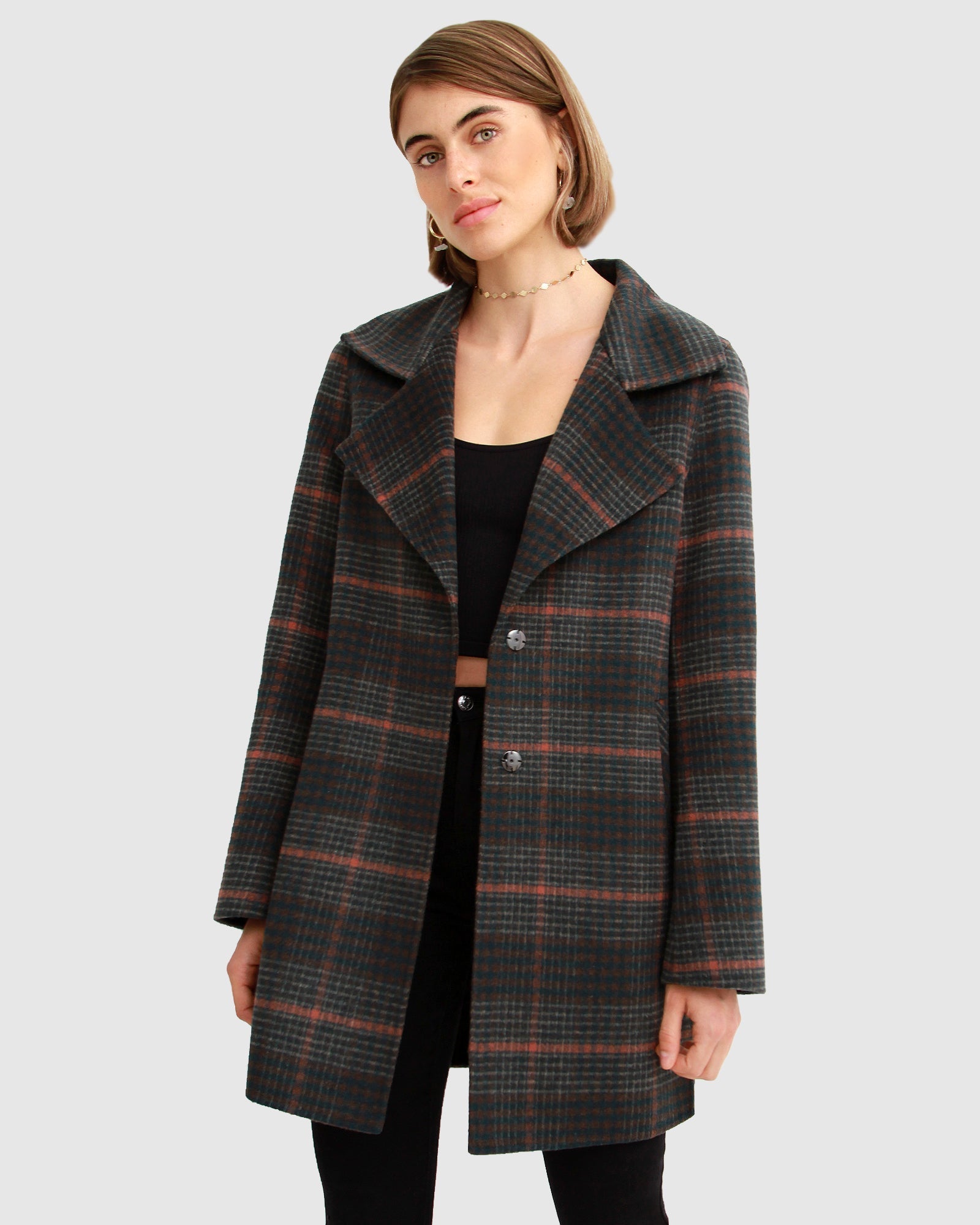 Belle shops & Bloom Checkered Wool Coat