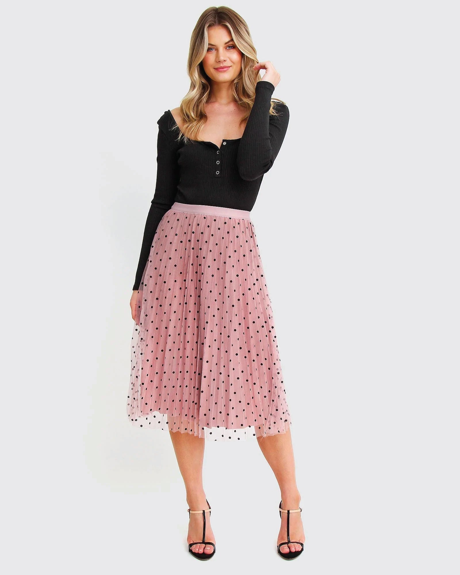 Oasis pink cheap pleated skirt