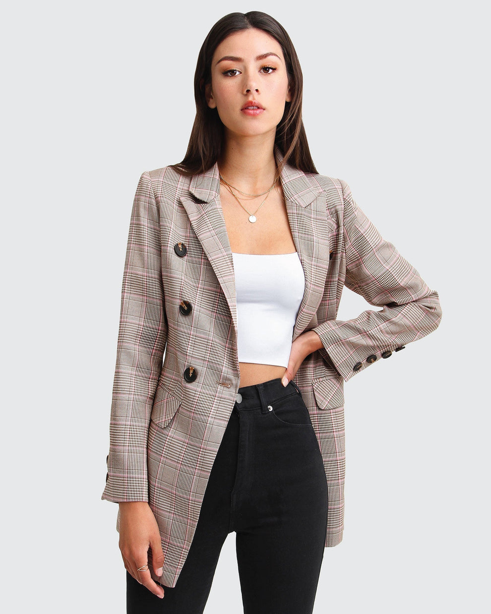 Too Cool For Work Plaid Blazer - Brown – Belle & Bloom