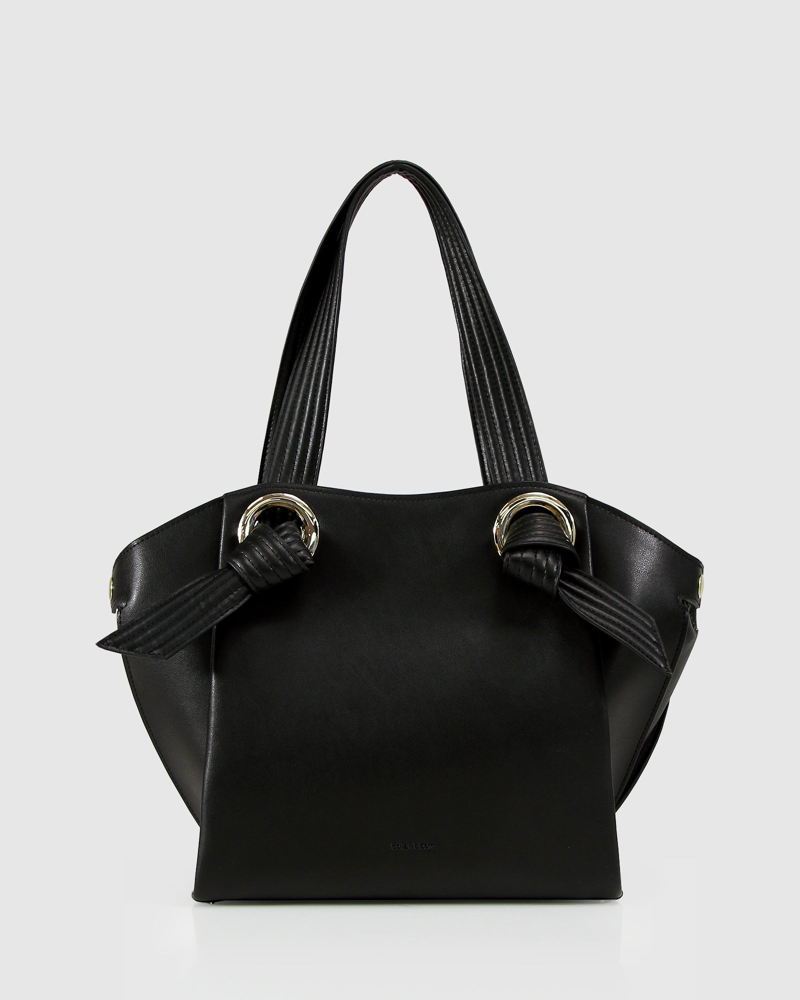 Front Side Black Leather Shoulder Bag