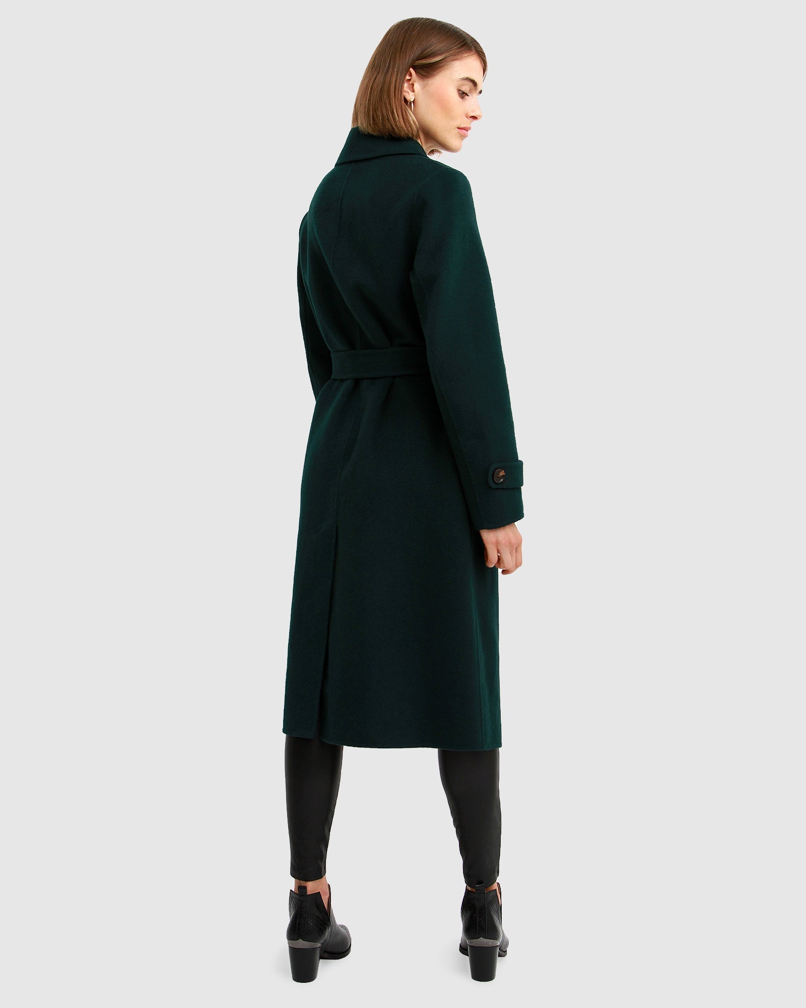 Front Runner Belted Coat Dark Green Belle Bloom