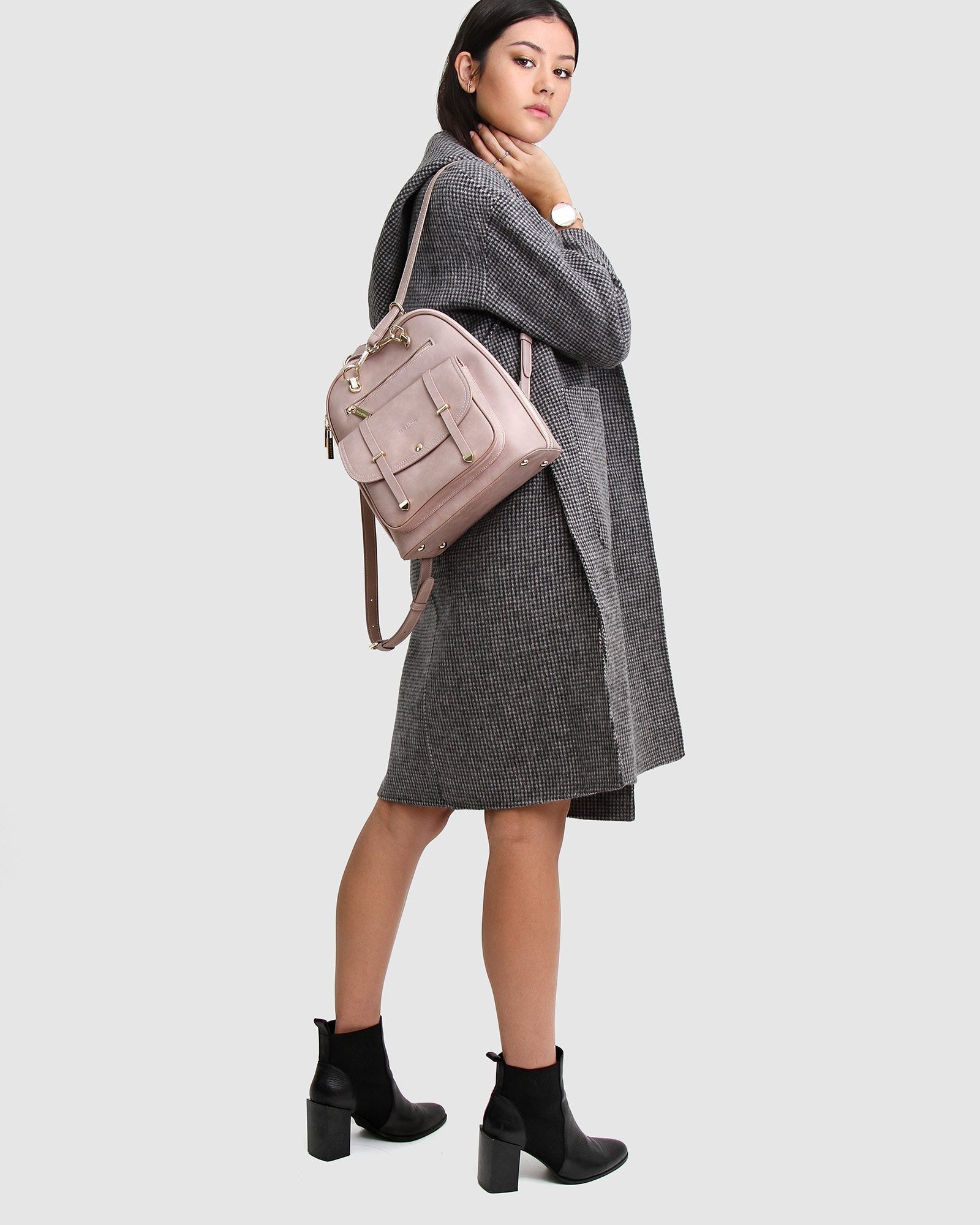 5th Ave Leather Backpack Dusty Pink