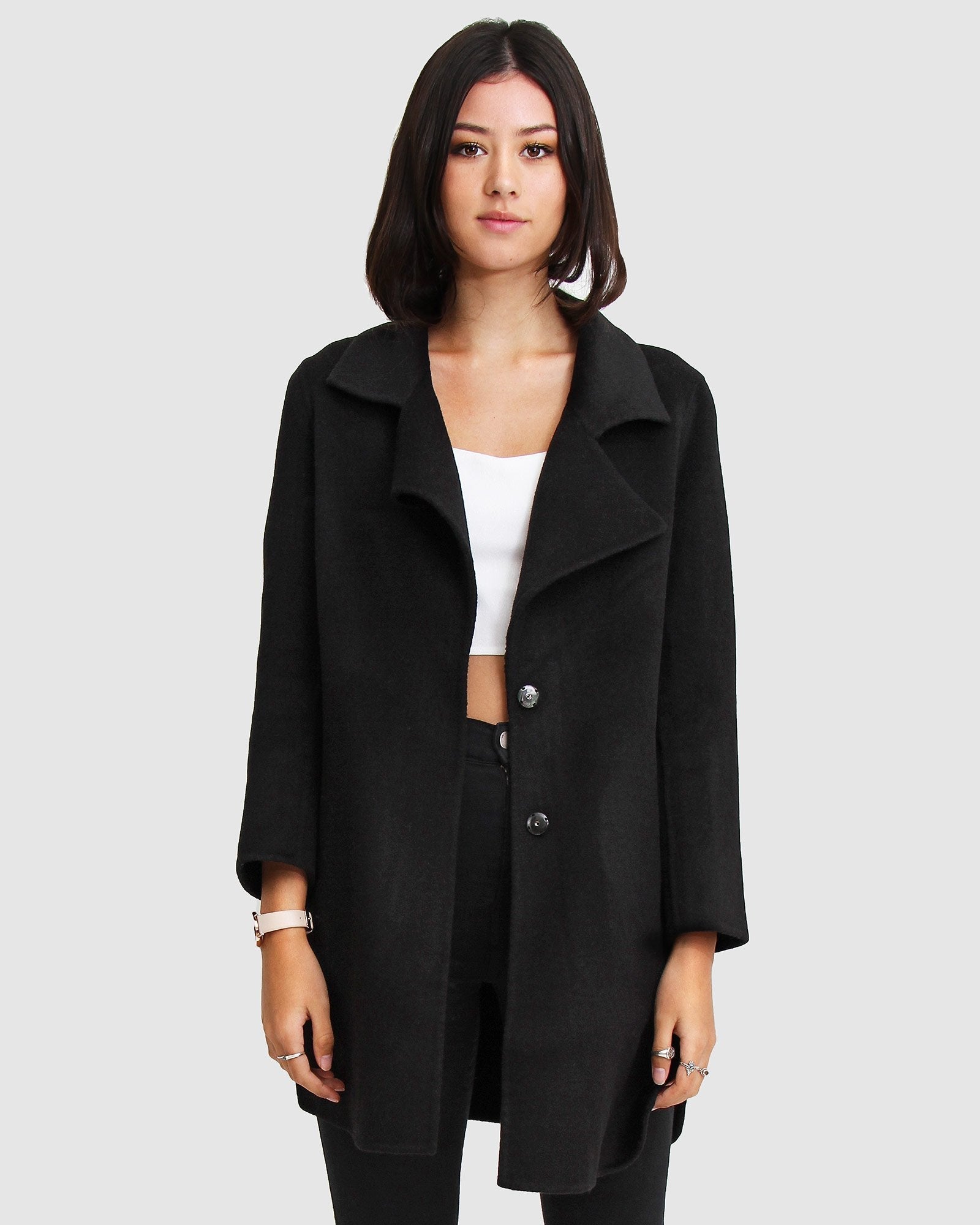 Black wool store boyfriend coat