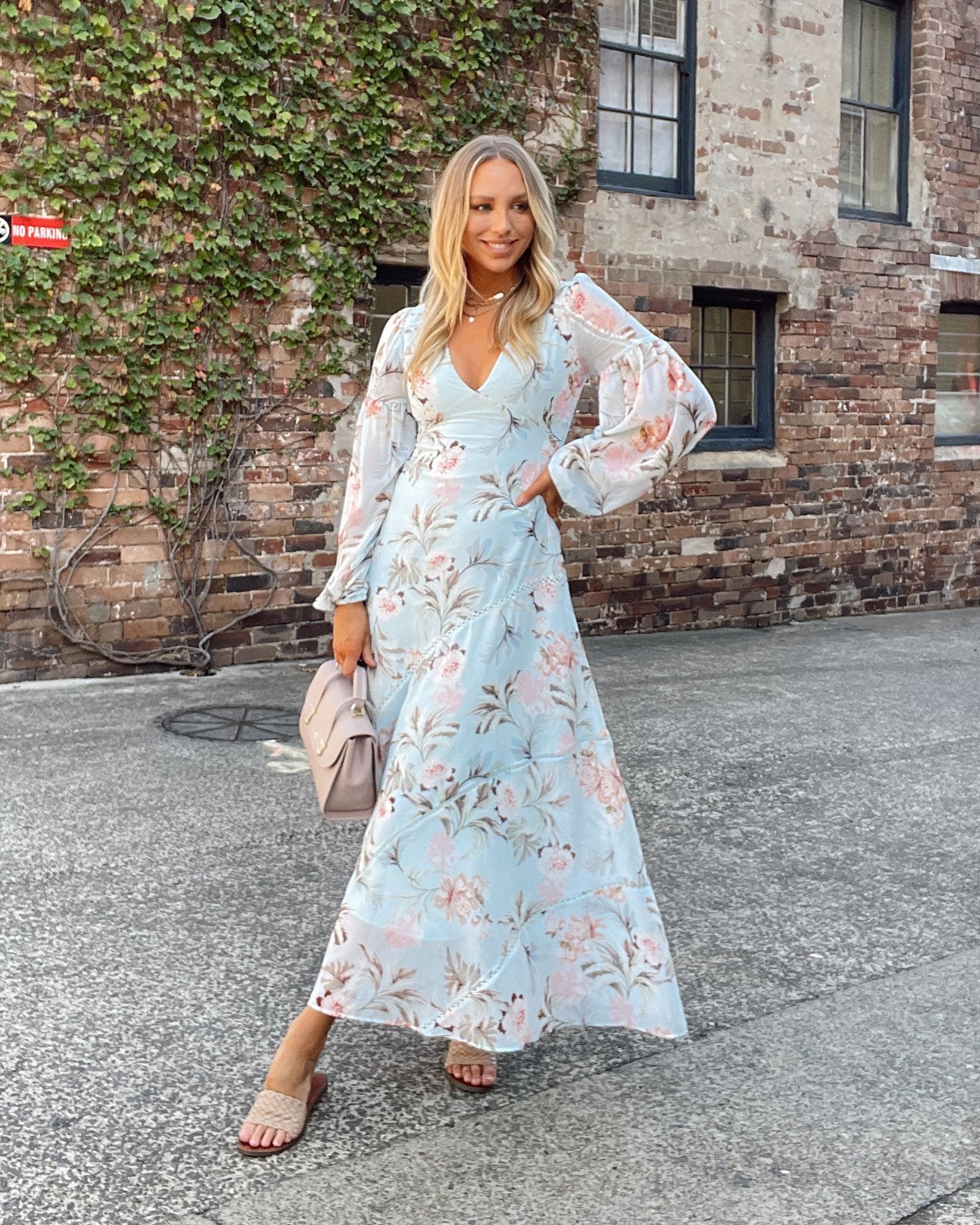 Baby blue clearance floral maxi dress