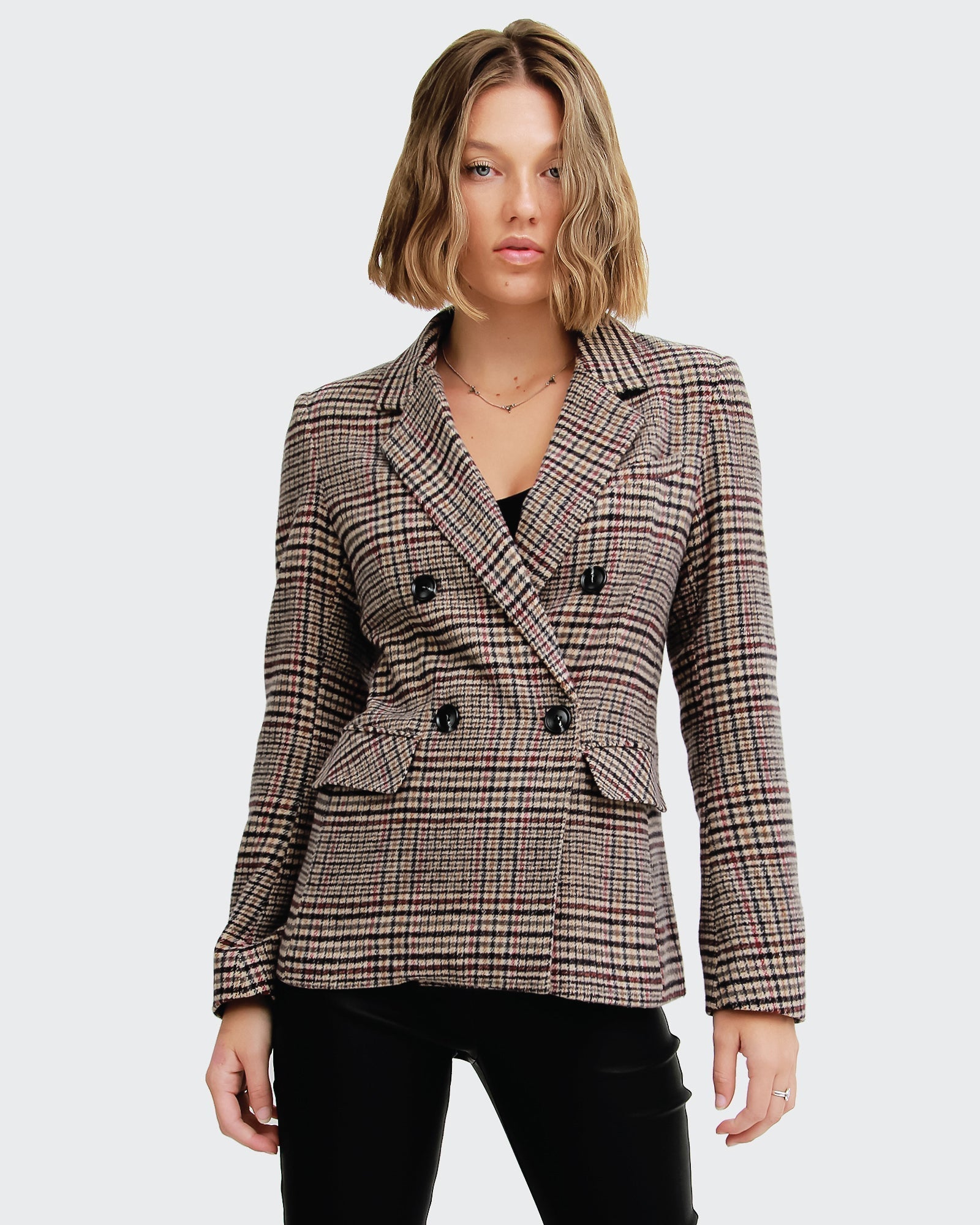 Wool blend sale plaid blazer