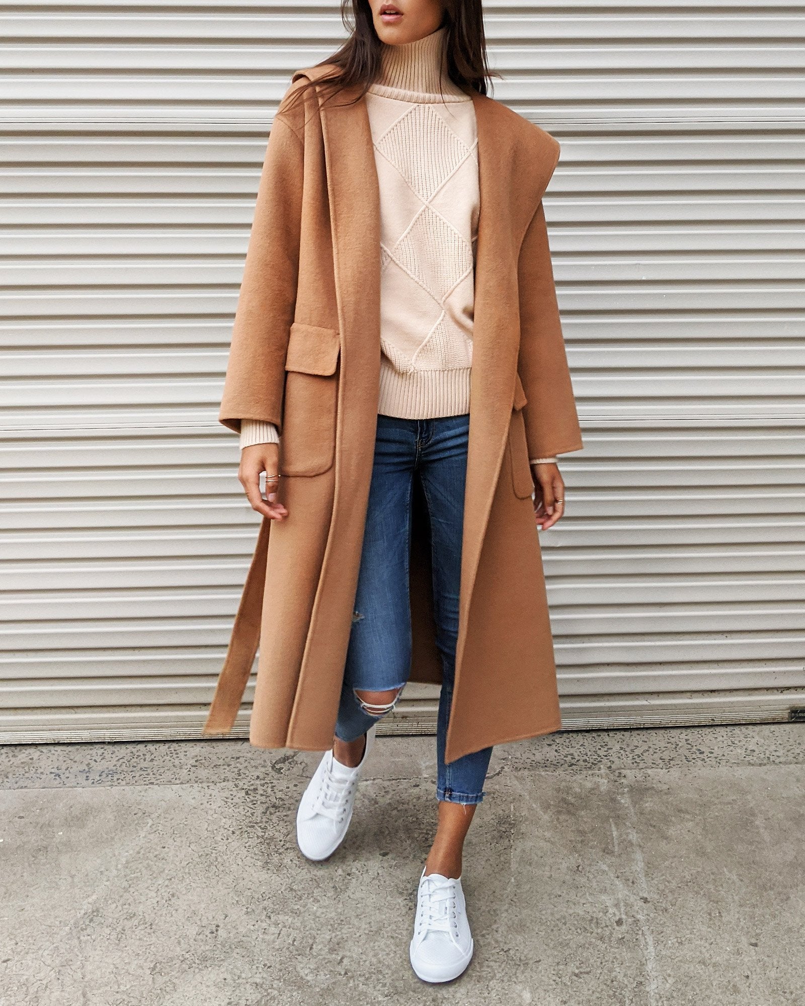 Dark camel wool on sale coat