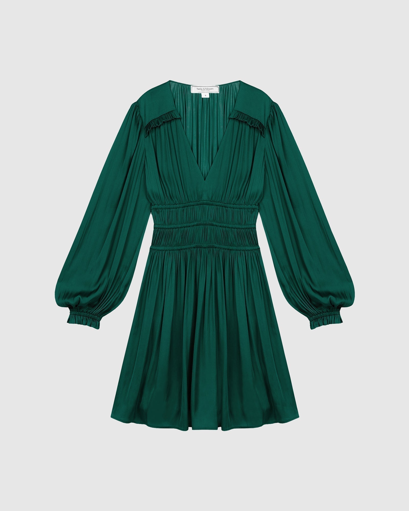 Shine Bright Ruched Mini Dress Dark Green