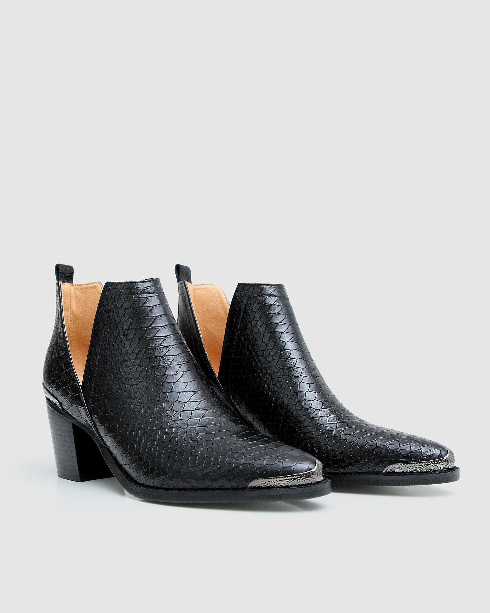 Croc embossed ankle boots sale