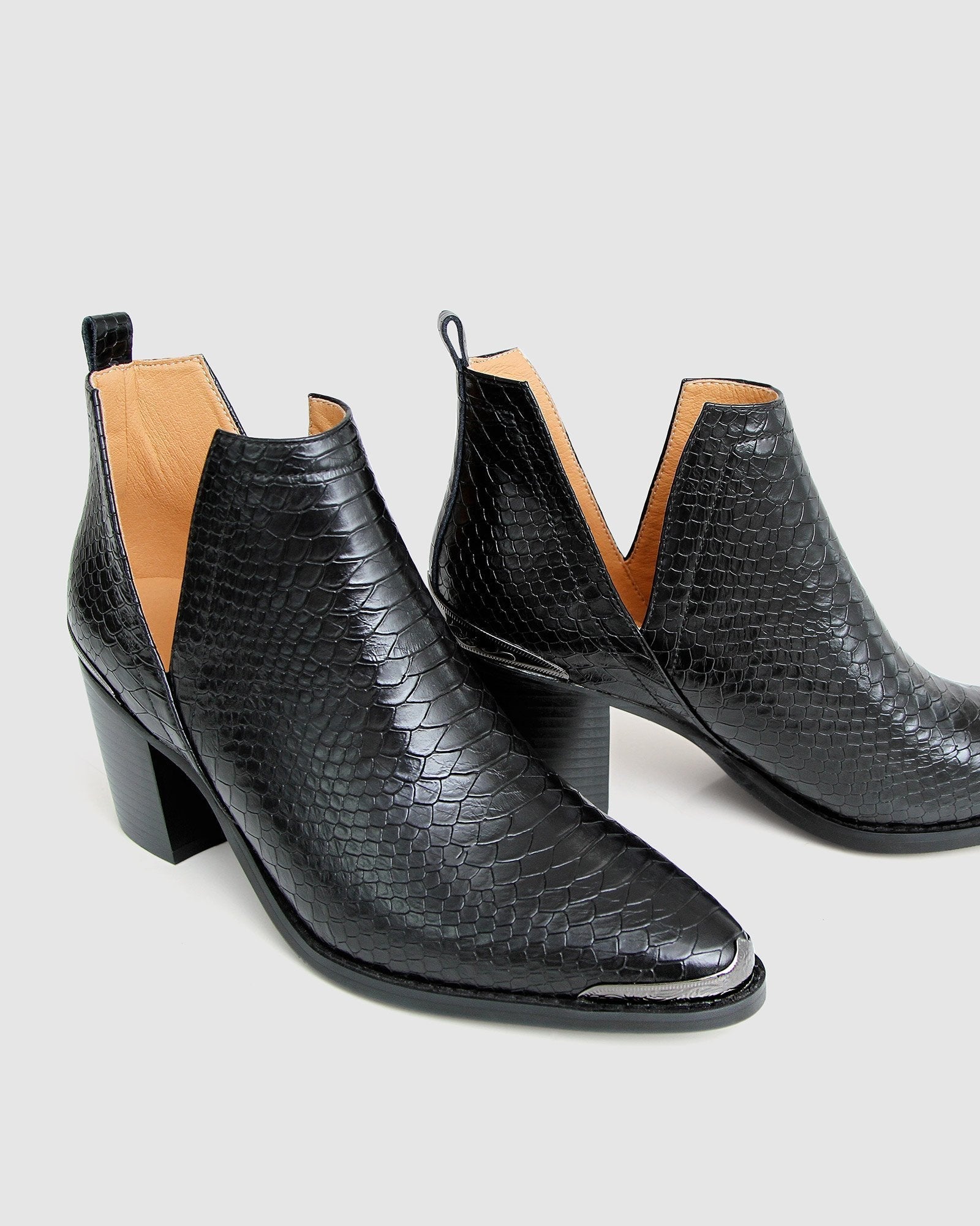 Croc embossed 2025 ankle boots