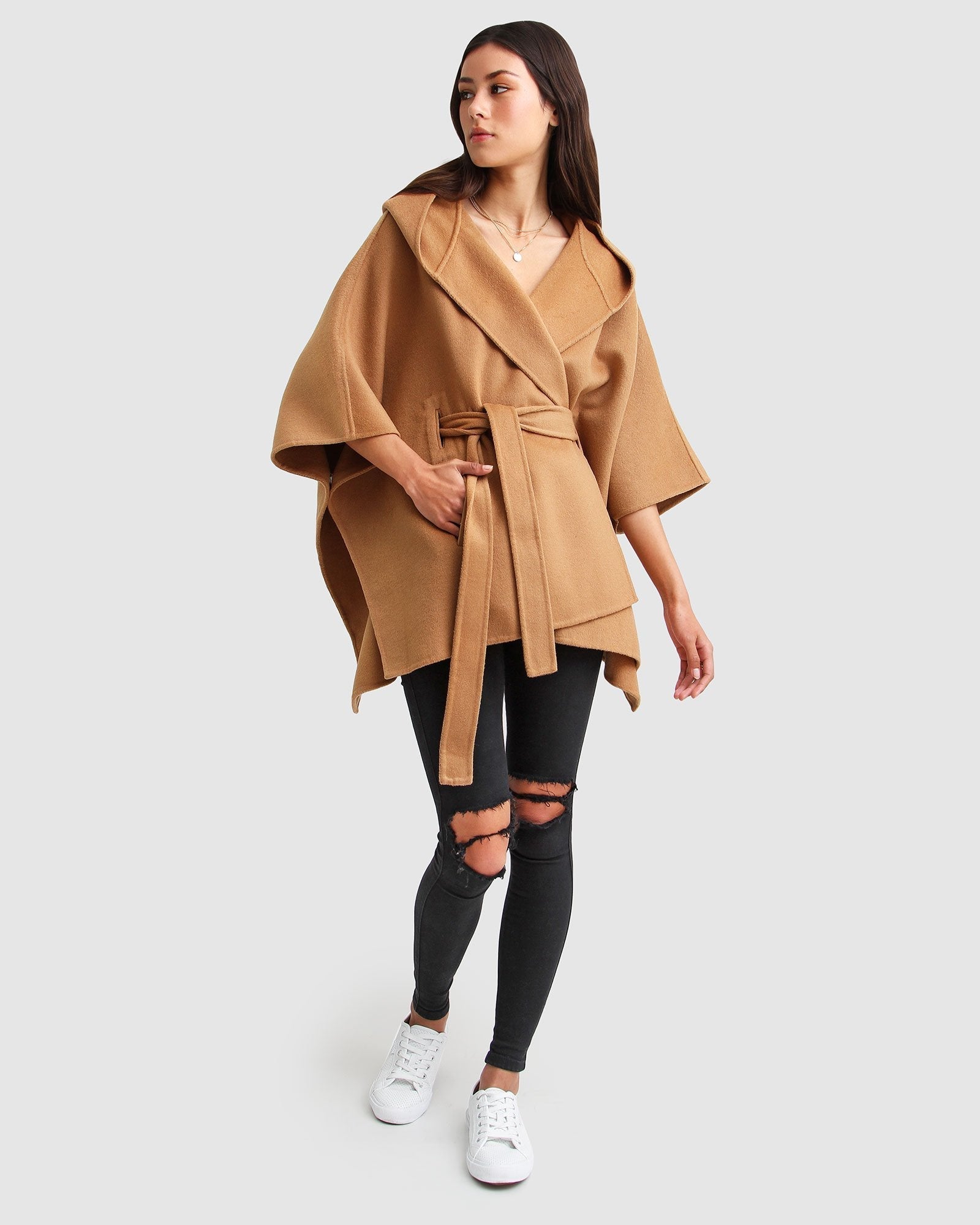 Camel cape store jacket