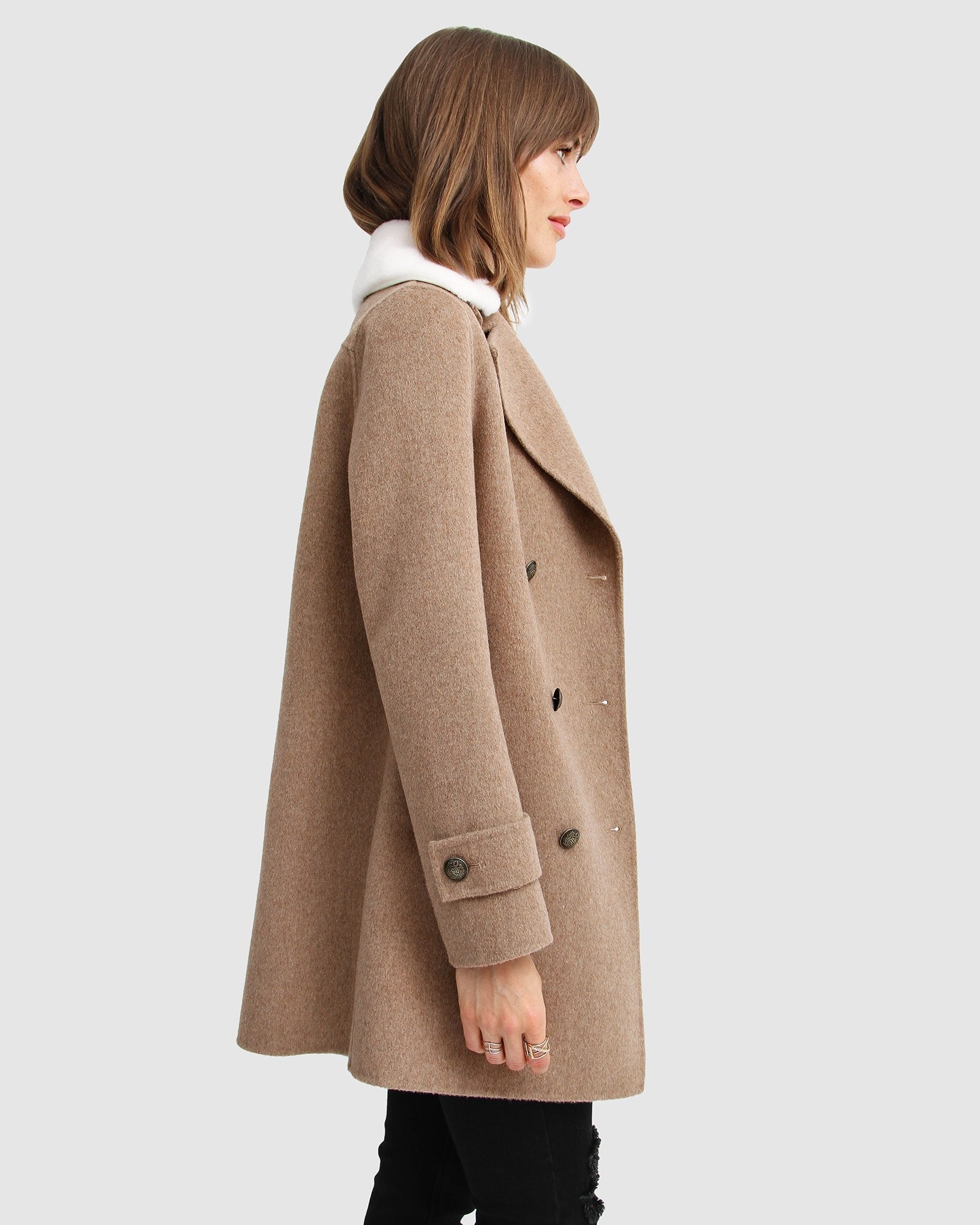 BELLE AND BLOOM Liberty on sale Faux Shearling Collar Coat in Oat