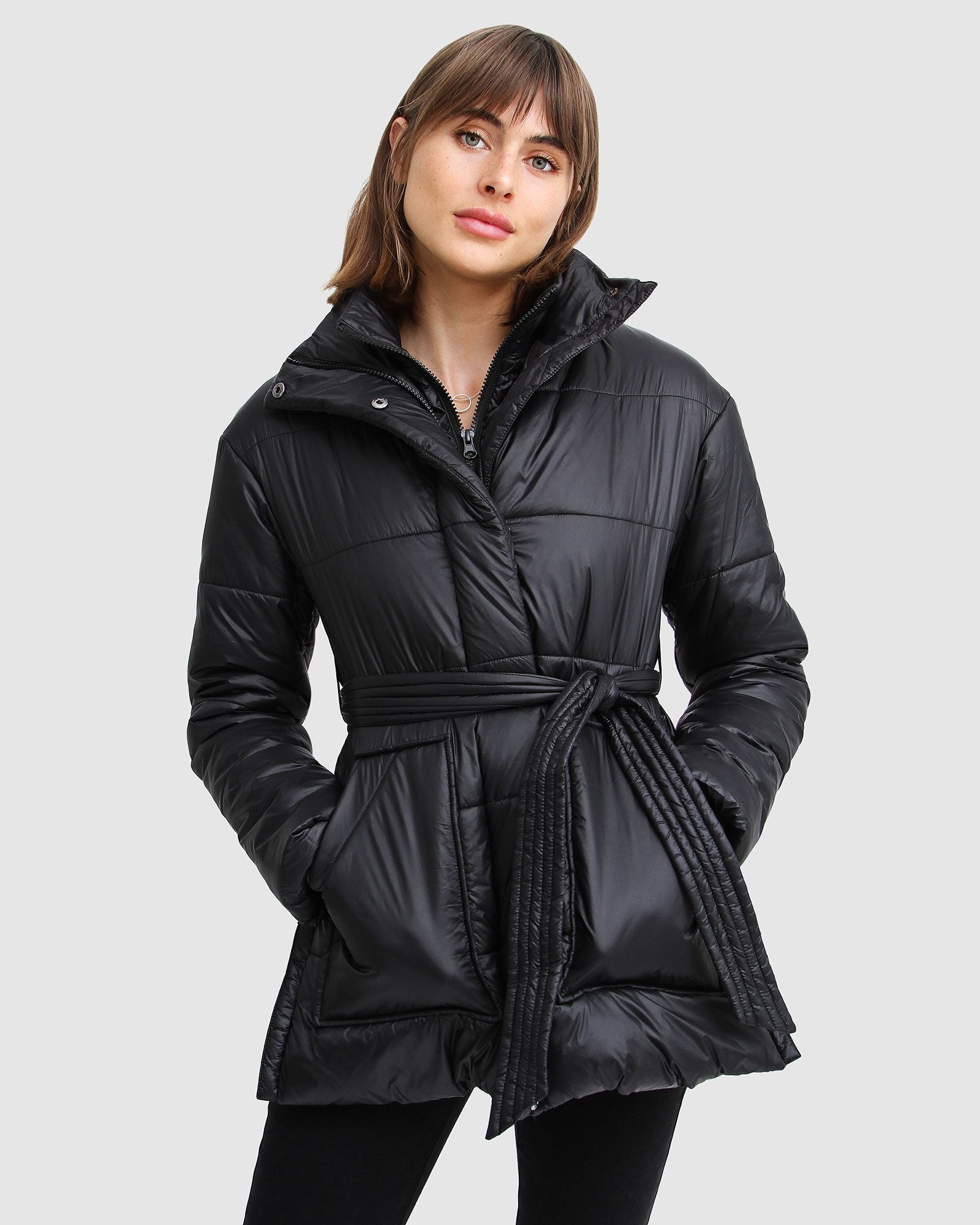 Black belted clearance puffer