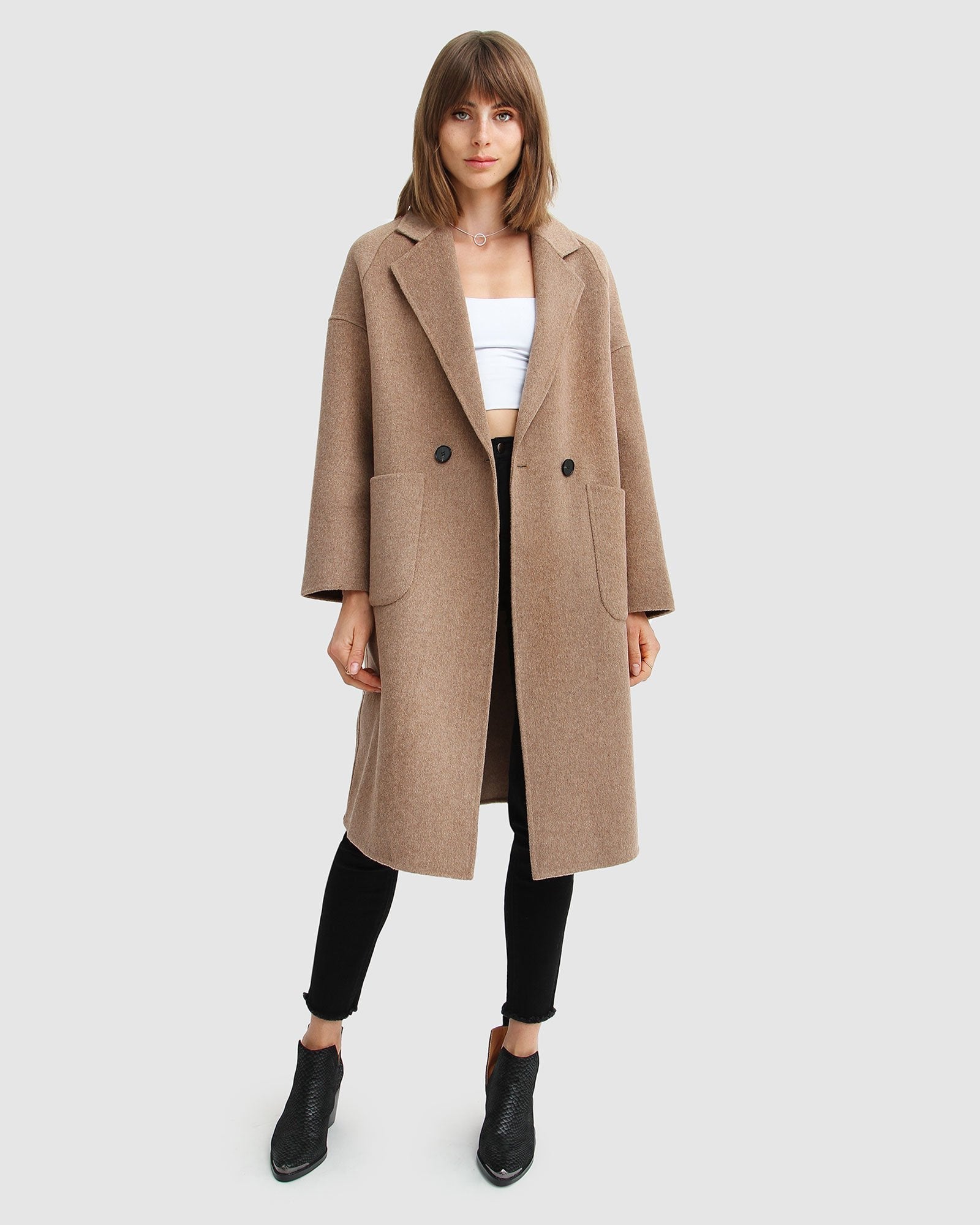 Wool blend hot sale coat beige