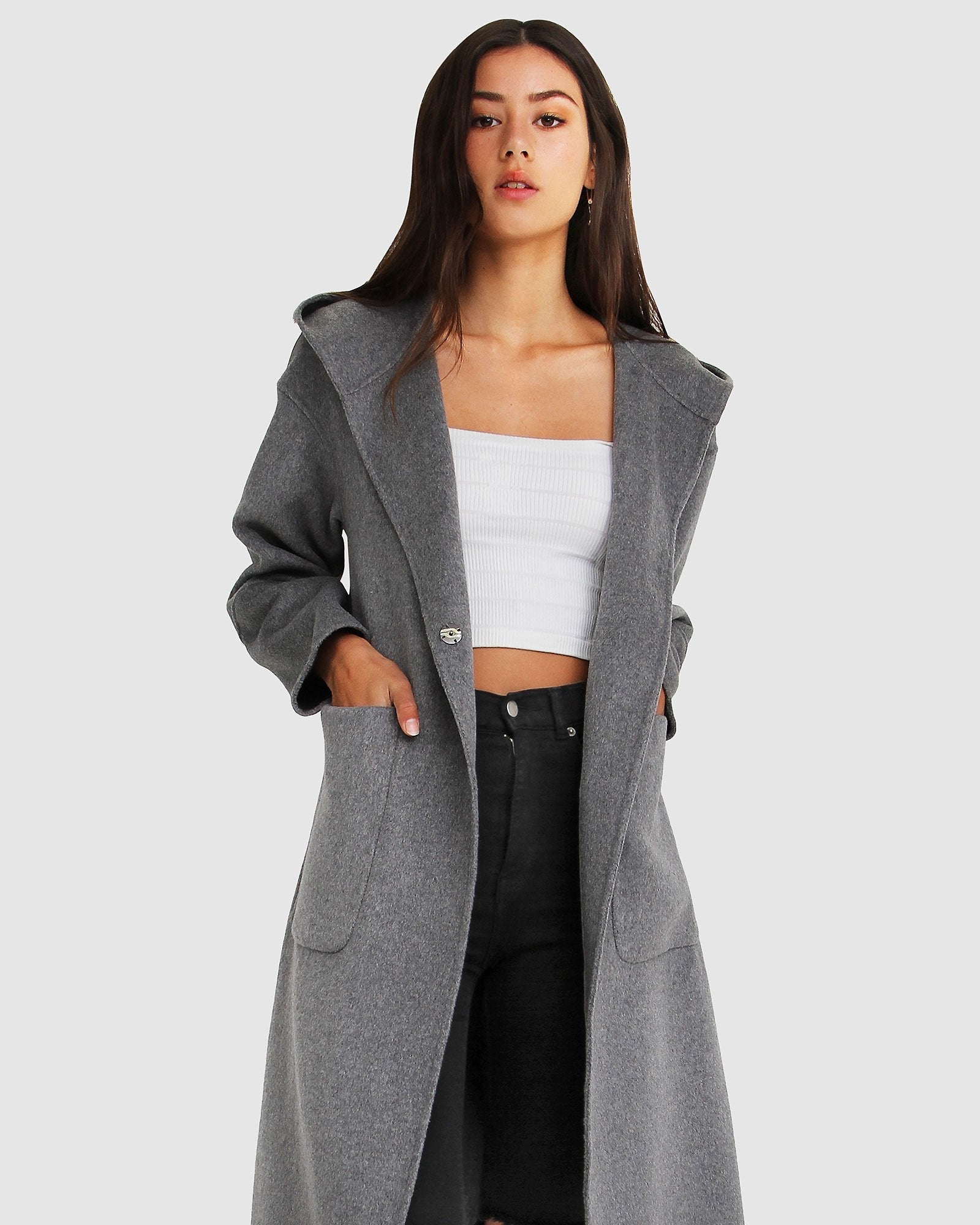 Dark grey longline on sale coat