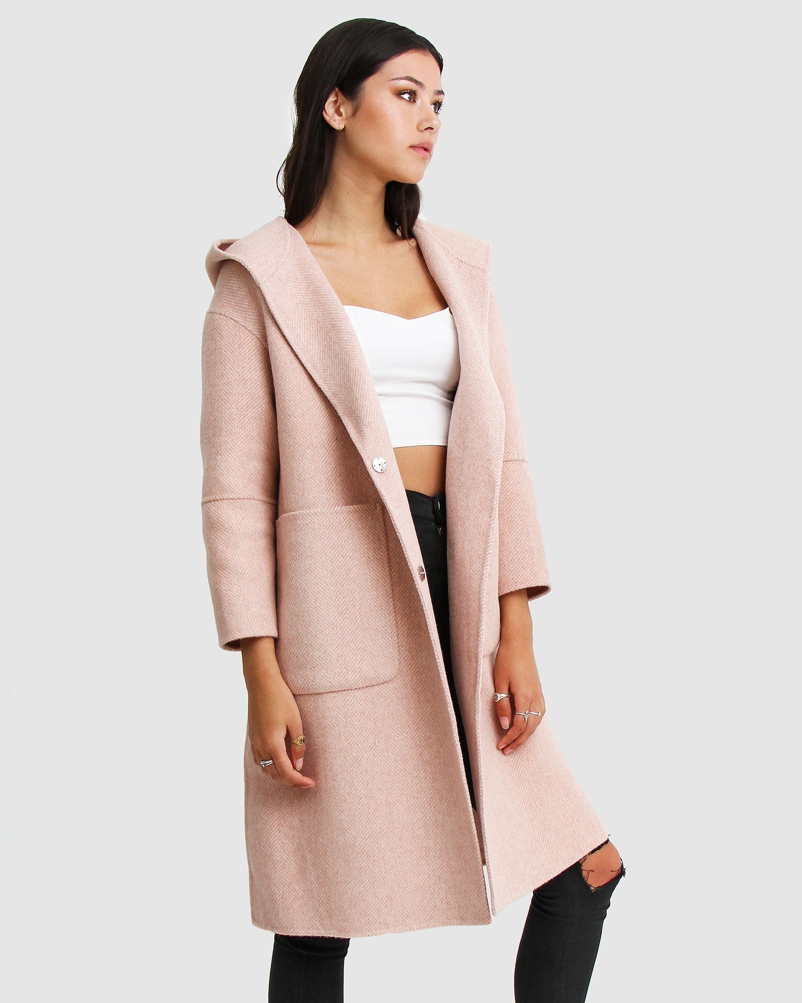 Walk This Way Wool Blend Oversized Coat Blush Pink Belle Bloom